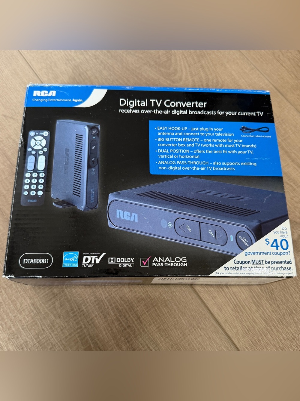 RCA DTA800B1 Digital TV Converter Box Remote & Cable Over‎ The Air Broadcasts